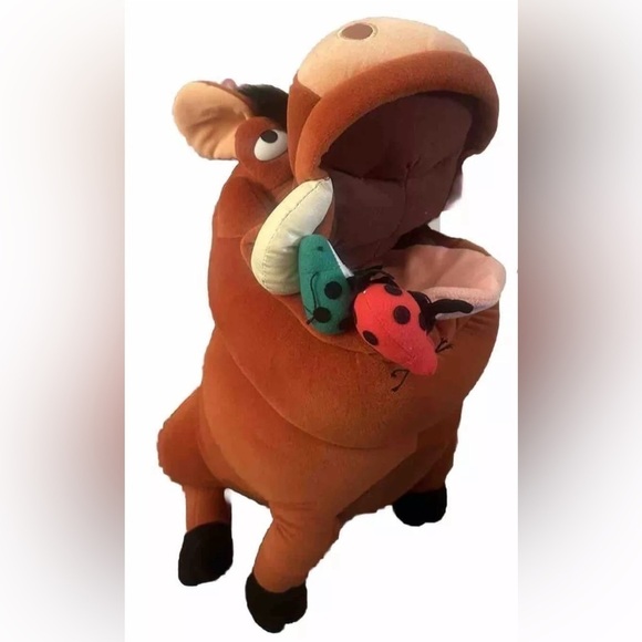 VTG Disney LION KING PUMBAA Pumba Wart Hog & Eating Bugs Plush 15” New With Tags - Picture 3 of 4